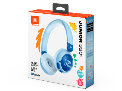 JBL Junior 320BT Wireless On-Ear Headphones in Blue - JBLJR320BTBLUAM