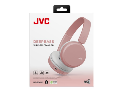 JVC Foldable On-Ear Bluetooth Headphones in Pink - HA-S36W-P