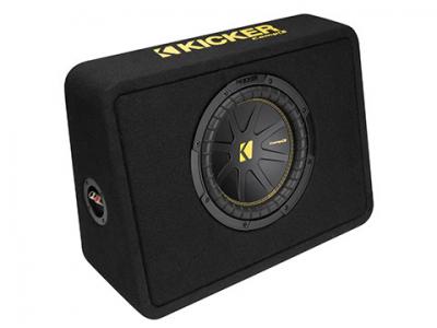 10" Kicker CompC Thin Profile 2 Ohm Loaded Subwoofer Enclosure - 50TCWC102