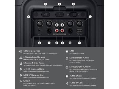 Samsung Sound Tower Portable Party Speaker w/ Built-In Battery - MX-ST40F/ZC